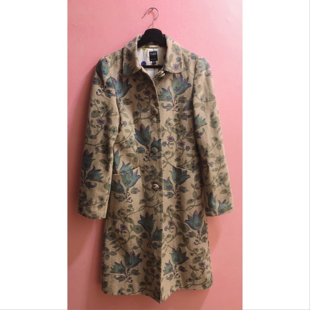 Floral Jacquard Long Coat